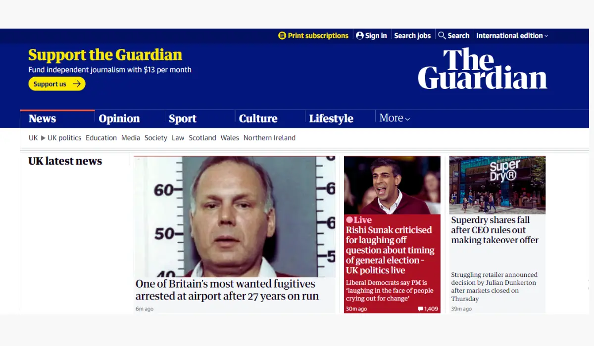 The Guardian News Website